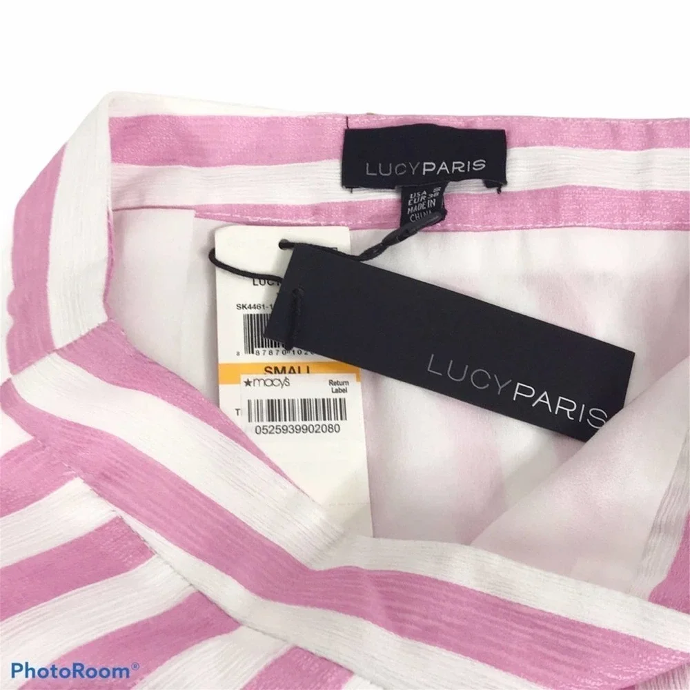Lucy Paris Teagan striped midi skirt pink nwt - Picture 10 of 12